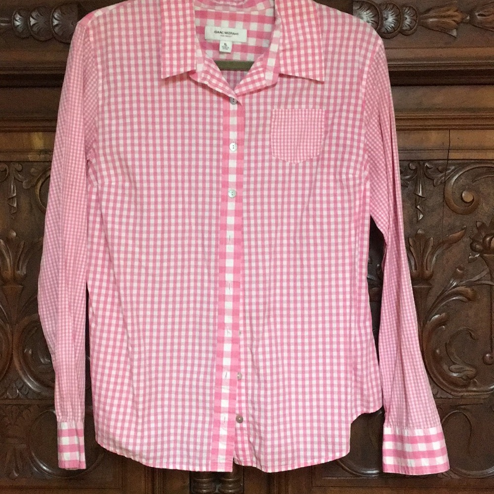 Isaac Mizrahi for Target Pink/white Gingham Shirt